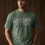 Sage Green Heavy GSM Cotton Relax Fit Graphic T-Shirt