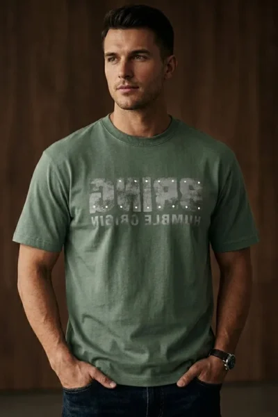 Sage Green Heavy GSM Cotton Relax Fit Graphic T-Shirt