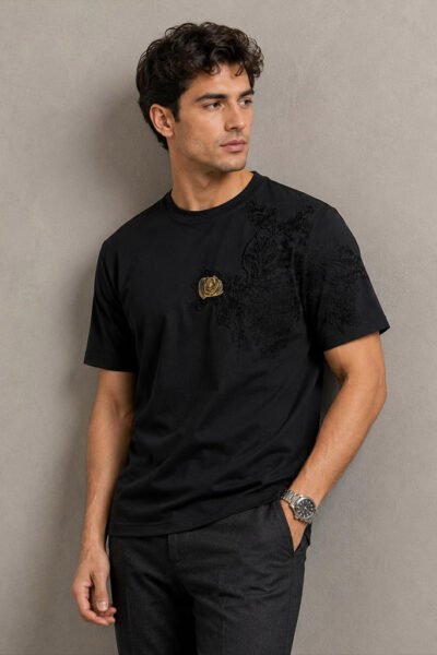 Premium Black Rose Embroidery Tee