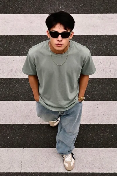 Sage Green Heavyweight Boxy Fit Crewneck T-Shirt