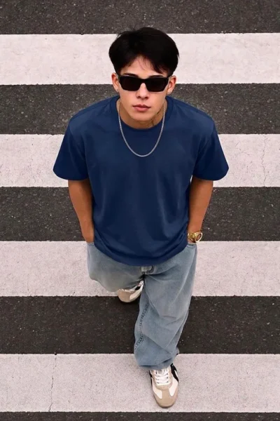 Midnight Navy Heavyweight Boxy Fit Crewneck T-Shirt