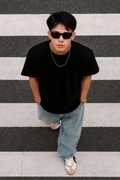 Onyx Black Heavyweight Boxy Fit Crewneck T-Shirt