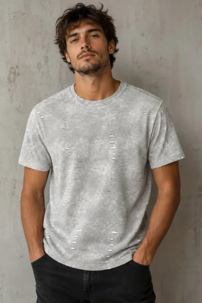 Melange Grey Heavy GSM Cotton Relax Fit T-Shirt