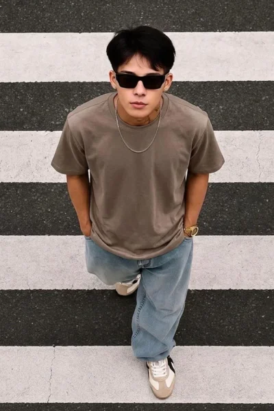 Taupe Heavyweight Boxy Fit Crewneck T-Shirt